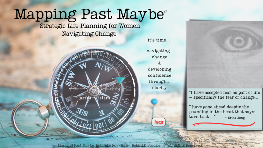 ad for mapping past maybe with a compass and hidden woman's face with a quote