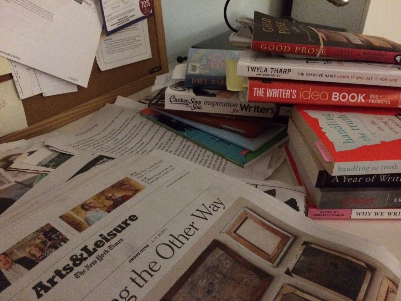 Books and Newspapers on Table