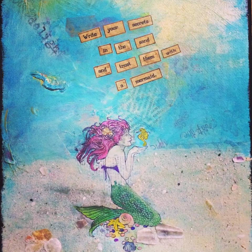 mermaid mixed media art and poetry 